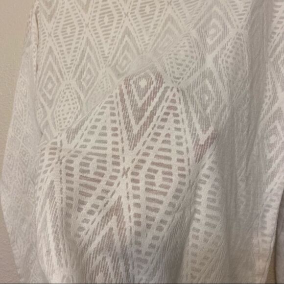 Prana white long sleeve sheer coastal beachy shirt top cotton blouse M - Picture 7 of 9
